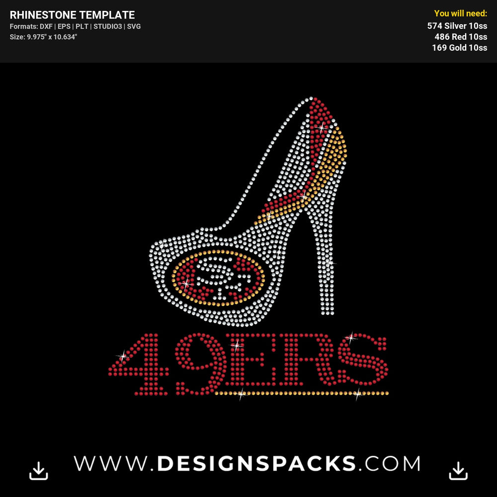 San Francisco 49ers High Heel Shoe Rhinestone Digital Template