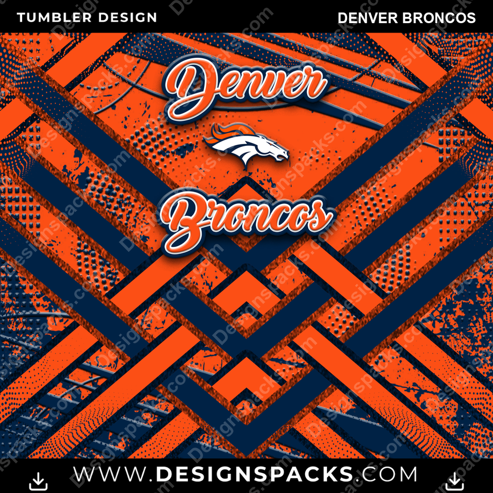 Football Glitter Stripe Denver Broncos NFL Football Tumbler Digital Wrap Design Download