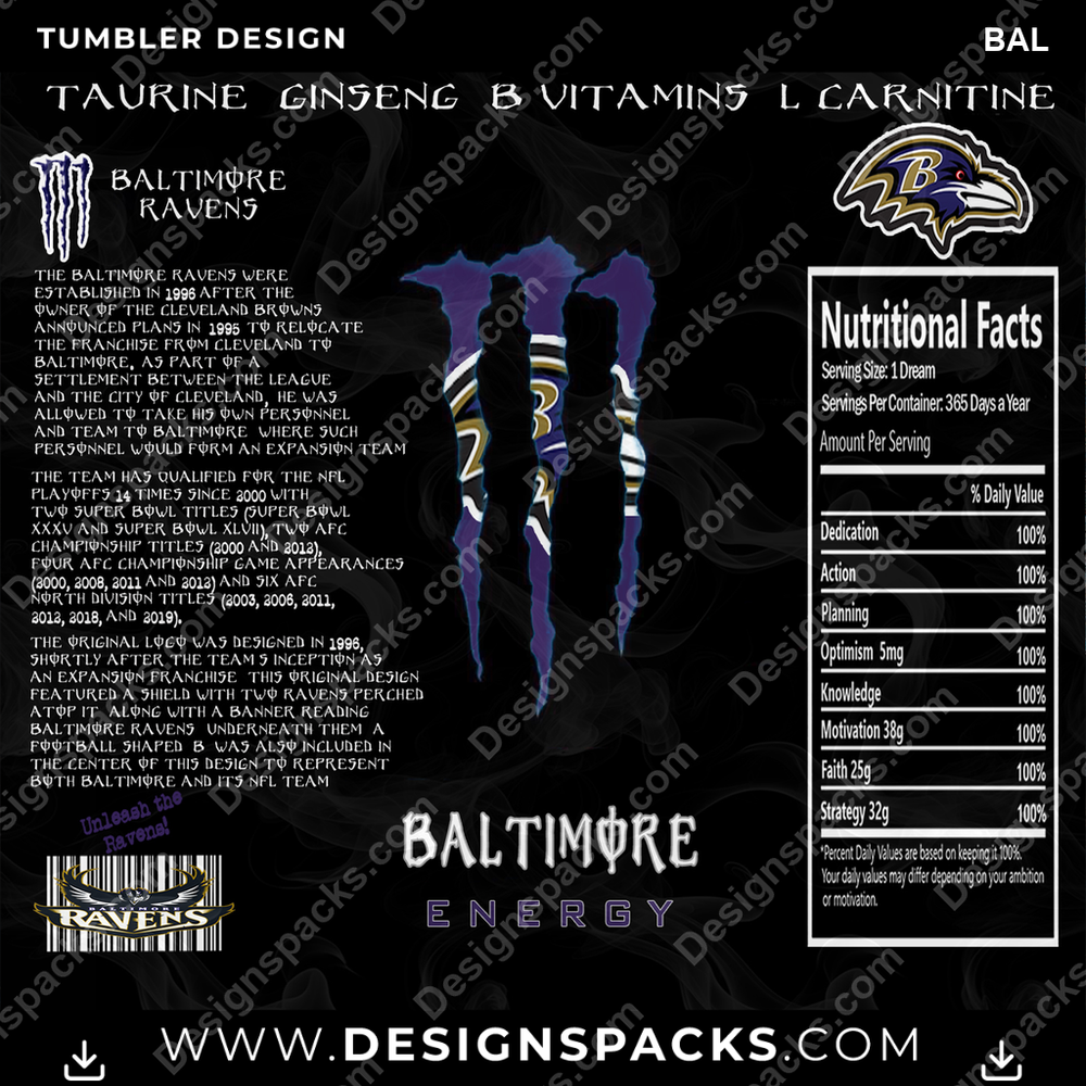 Football MONSTER ENERGY BAL Tumbler Digital Wrap Design