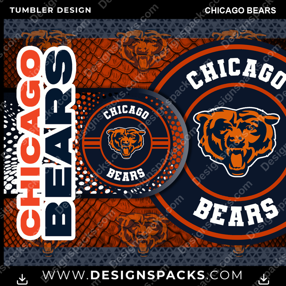 Football Hyper Chicago Bears Tumbler Digital Wrap Design