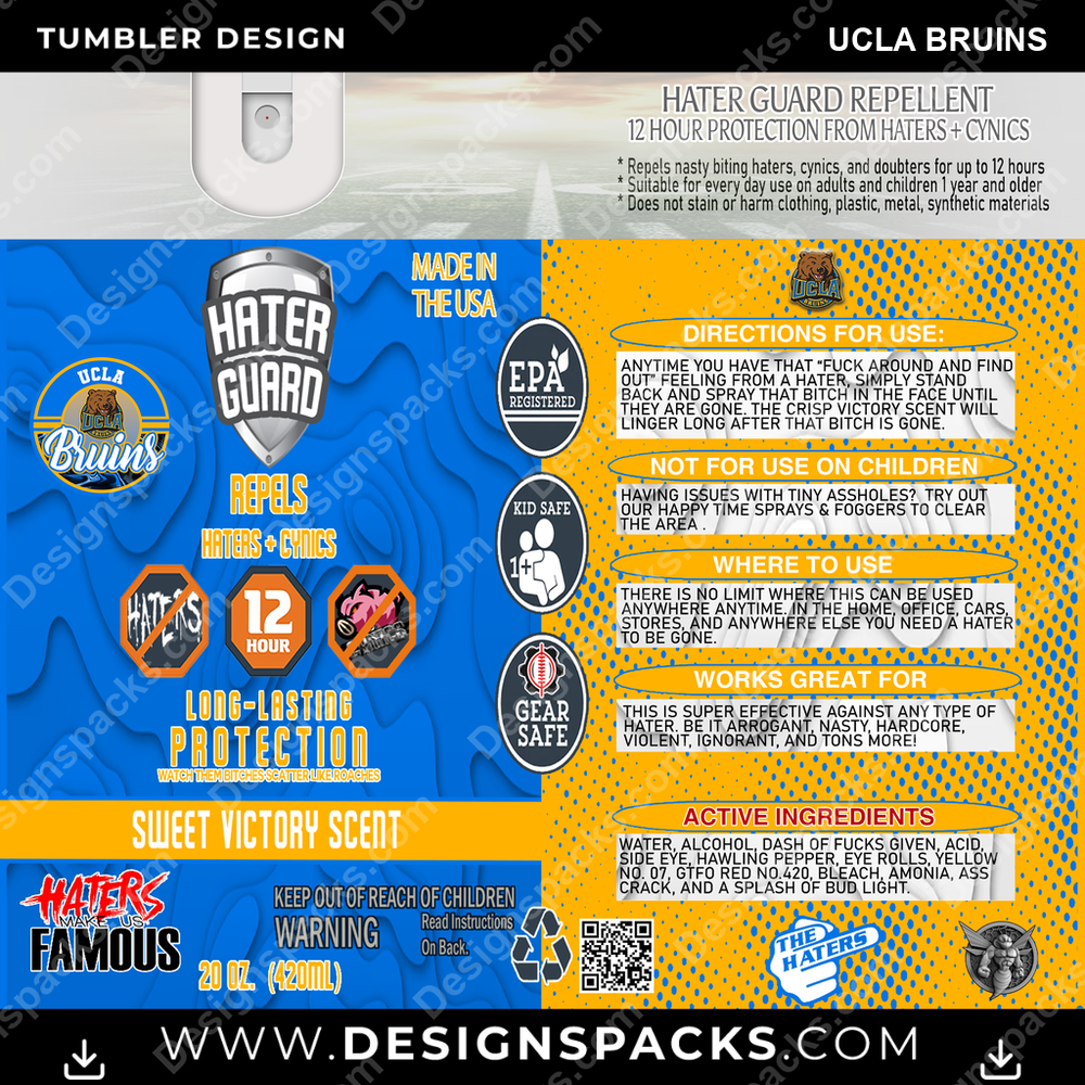 College Sport Hater Guard UCLA Bruins NCAA College Sport Tumbler Digital Wrap Design Download