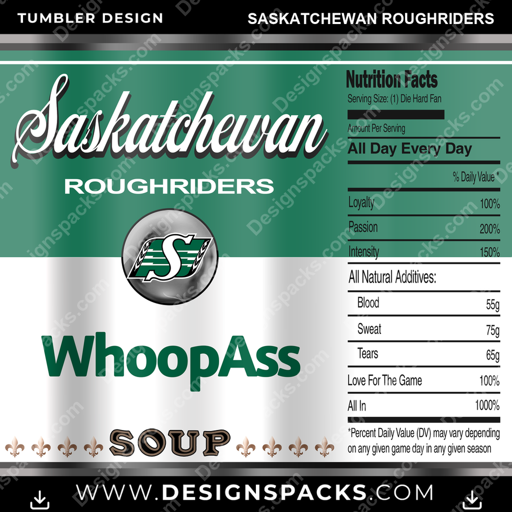 Canada Football Soup Can Saskatchewan Roughriders Tumbler Digital Wrap Design