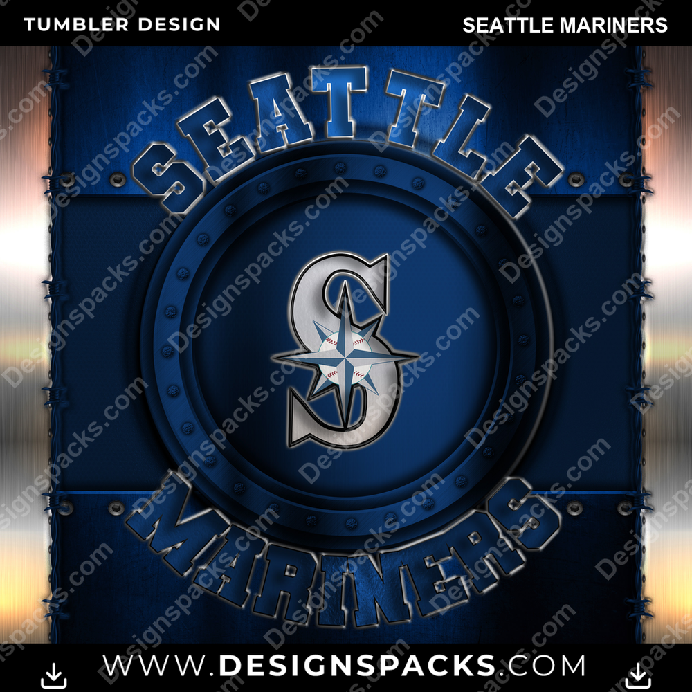 Baseball Metal Seattle Mariners Tumbler Digital Wrap Design