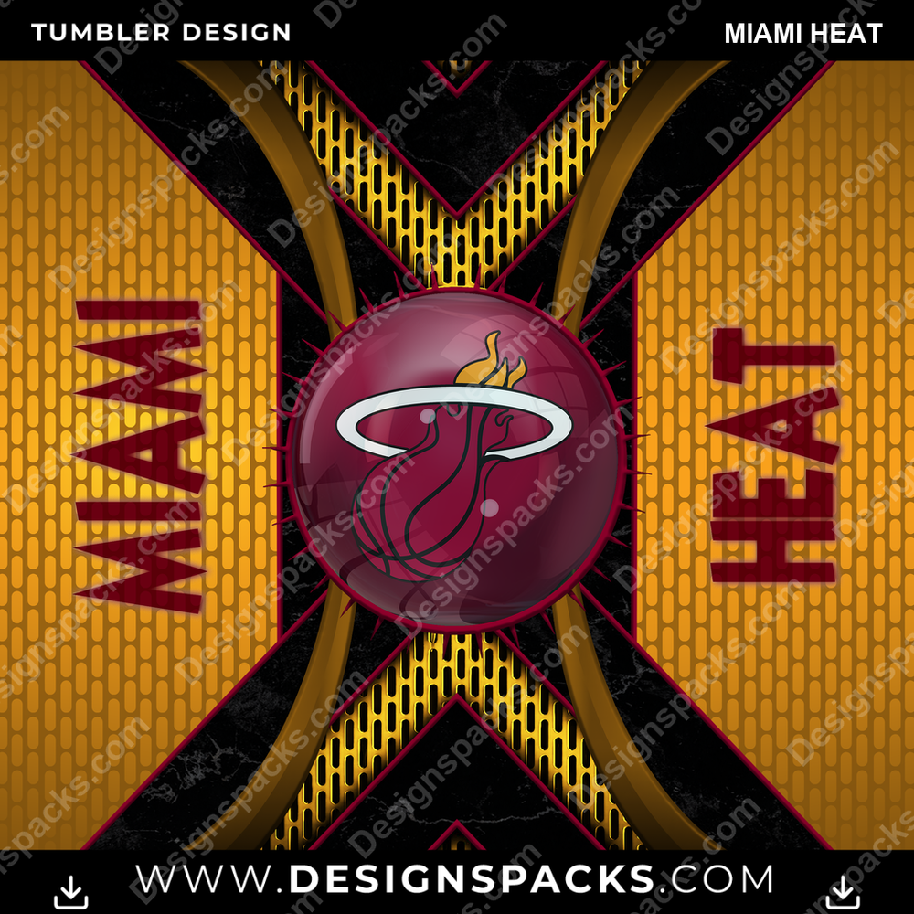 Basketball Metal Grating Miami Heat Tumbler Digital Wrap Design