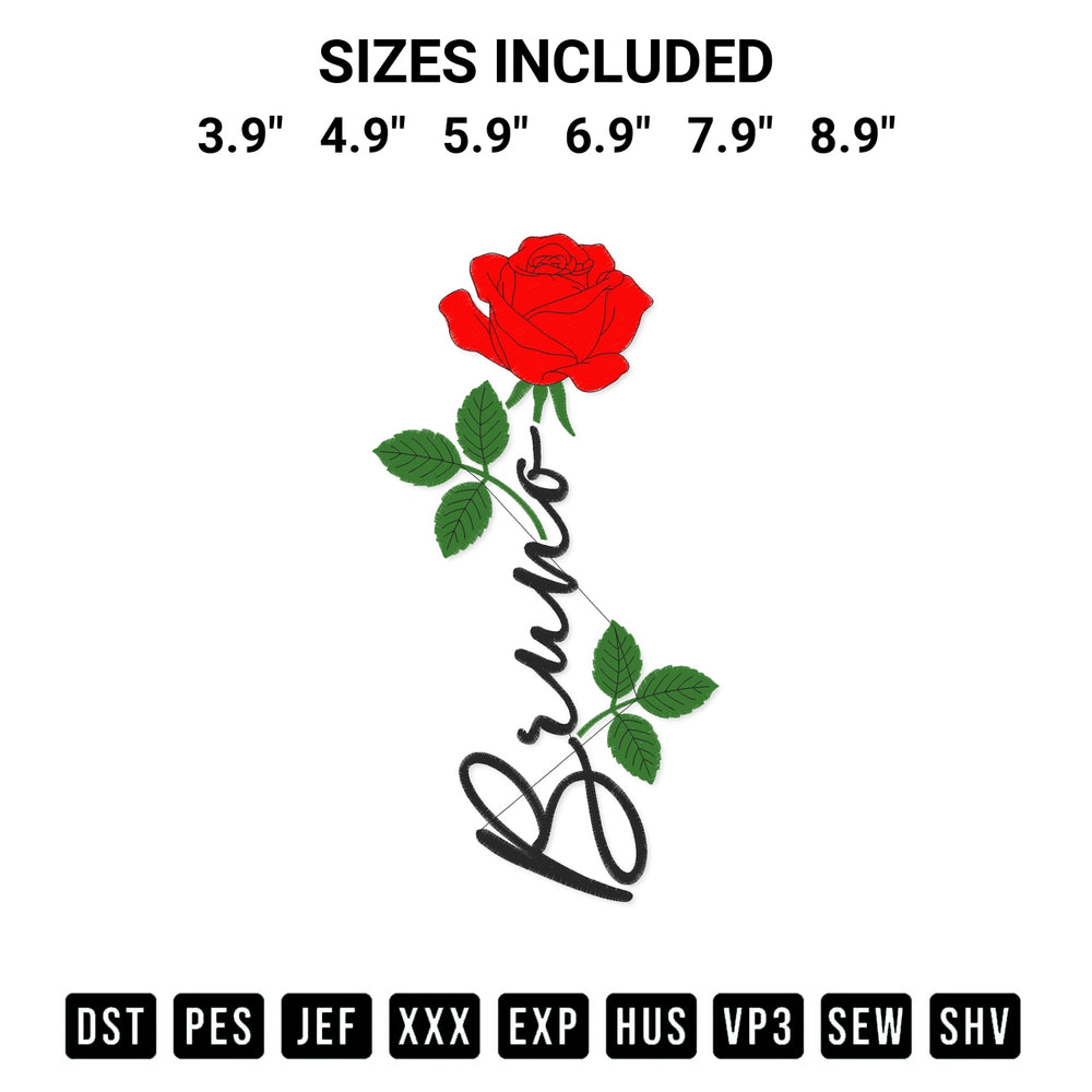 Create amazing crafts with the Bruno Mars Rose Embroidery Design embroidery file. High-quality digital download from Designspacks.com, perfect for beginners and pros. Available sizes: 3.9", 4.9", 5.9", 6.9", 7.9", 8.9".