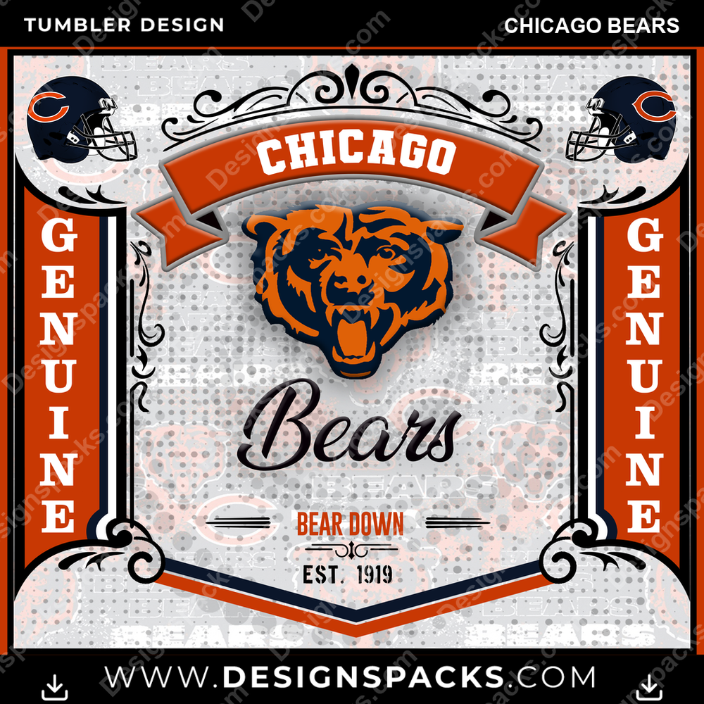 Football Bud Chicago Bears Tumbler Digital Wrap Design