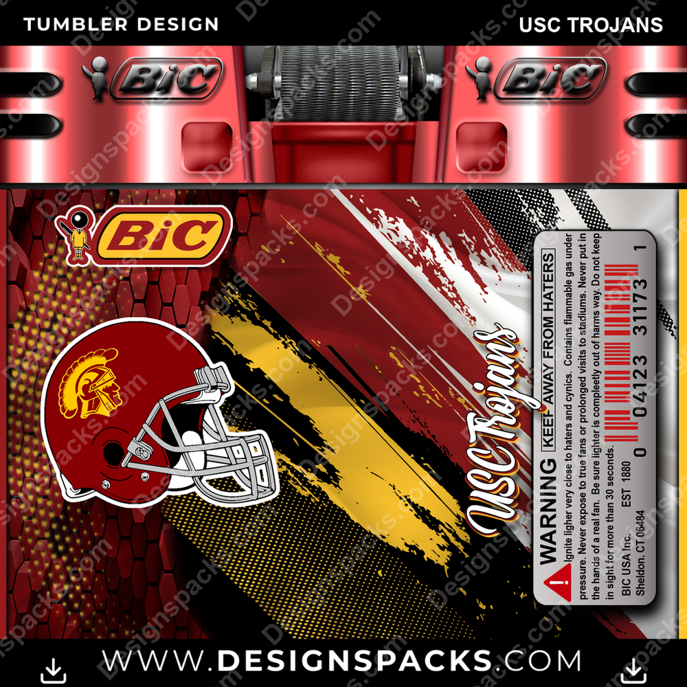 College Sport BIC Lighter USC Trojans Tumbler Digital Wrap Design