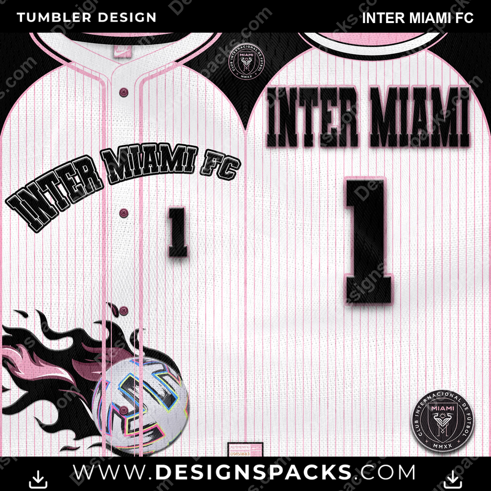 US Soccer Team Button-Up Jersey Inter Miami FC Tumbler Digital Wrap Design Download