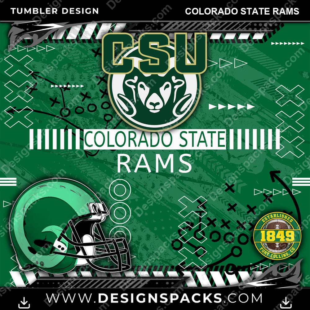 College Sport Xs & Os Colorado State Rams NCAA College Sport Tumbler Digital Wrap Design Download
