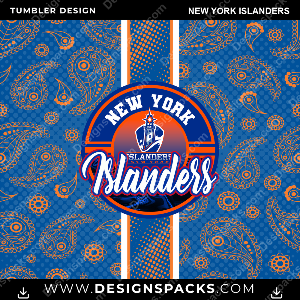 Hockey Handkerchief New York Islanders NHL Hockey Tumbler Digital Wrap Design Download
