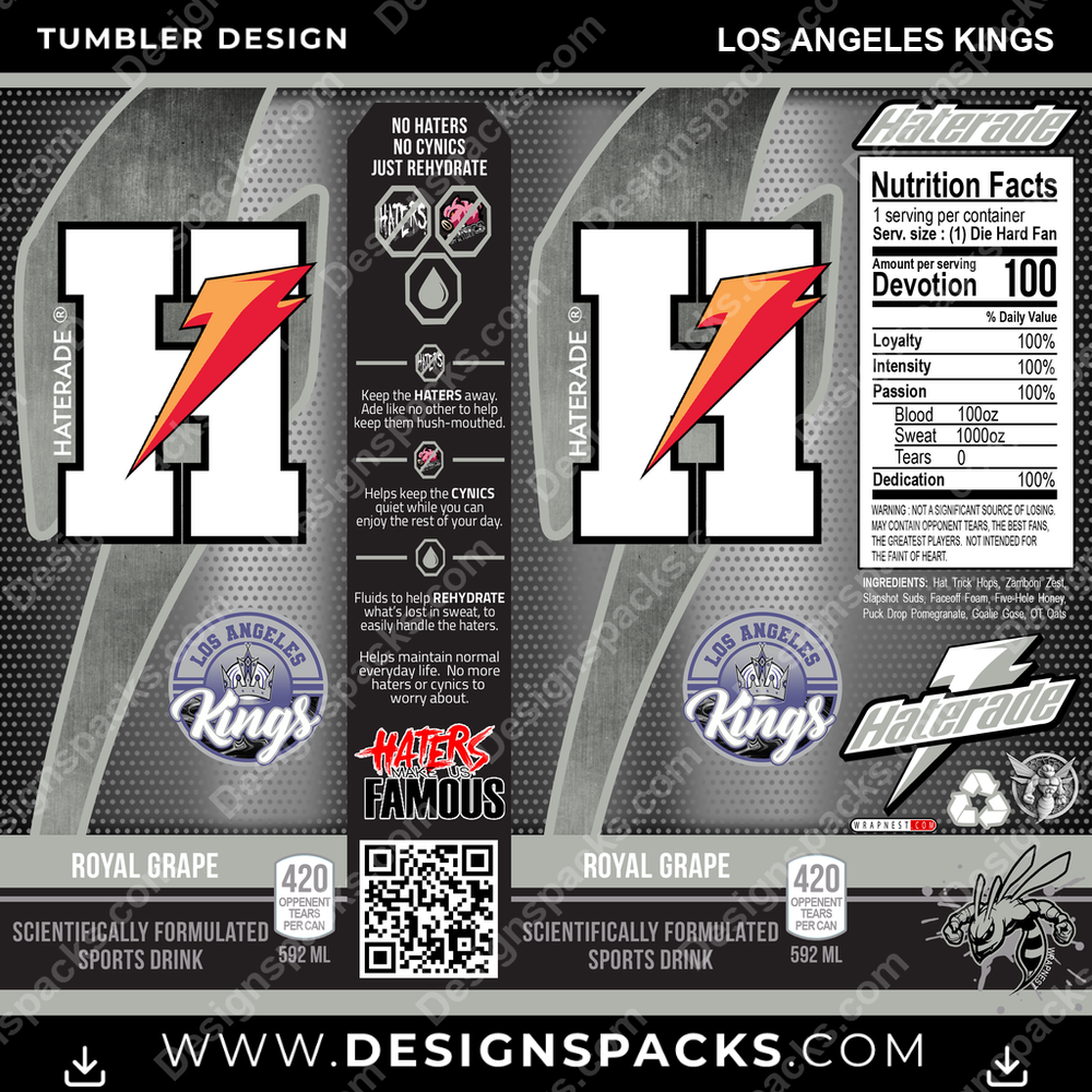 Hockey Haterade Los Angeles Kings NHL Hockey Tumbler Digital Wrap Design Download
