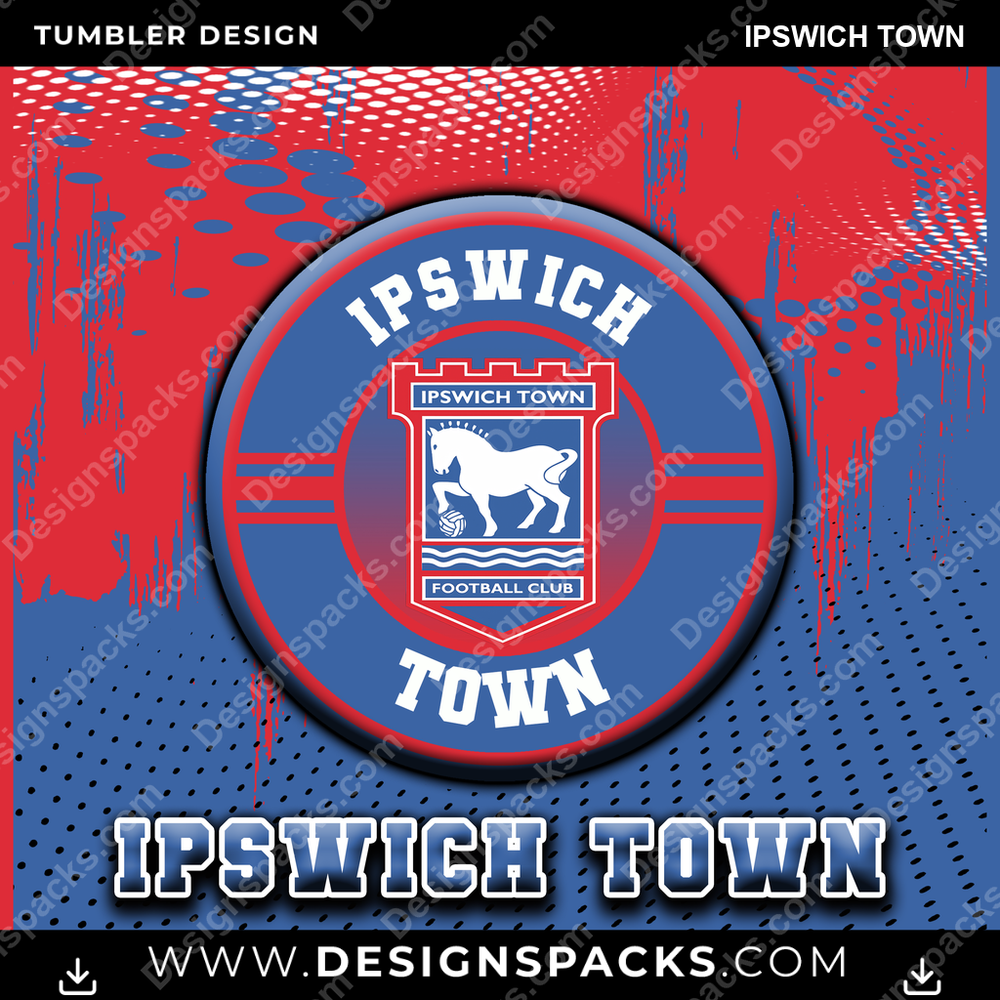 Soccer UK Dot Logo Ipswich Town Tumbler Digital Wrap Design