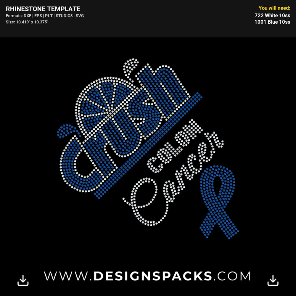 Crush Colon Cancer Rhinestone Digital Template