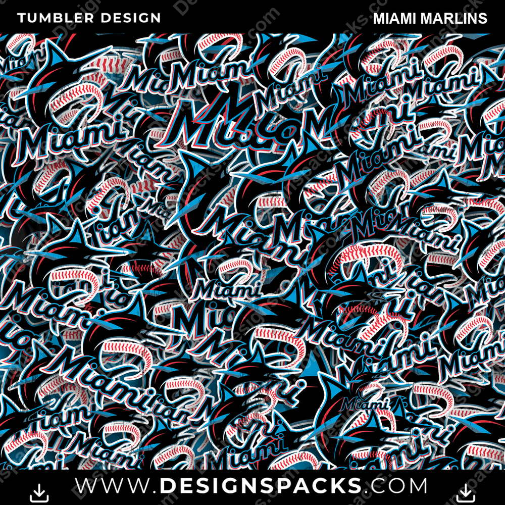 Baseball Logo BG Miami Marlins Tumbler Digital Wrap Design