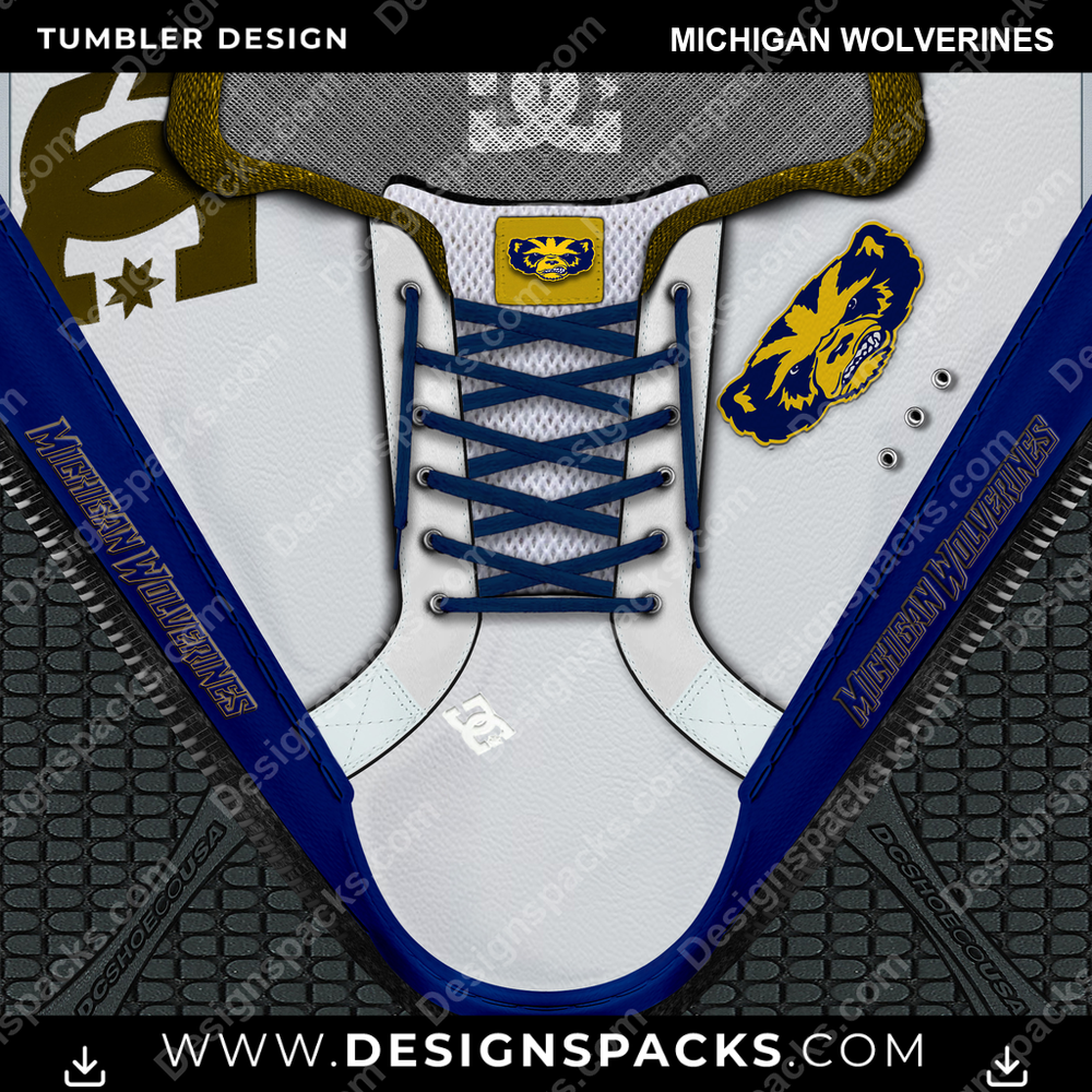 College Sport DC Sneaker Michigan Wolverines Tumbler Digital Wrap Design