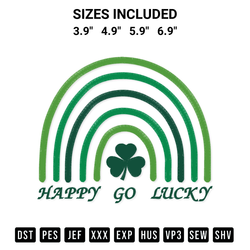 Discover the perfect addition to your crafting collection: Rainbow Happy Go Lucky Embroidery Design embroidery file. Instantly available at Designspacks.com. Available sizes: 3.9", 4.9", 5.9", 6.9".