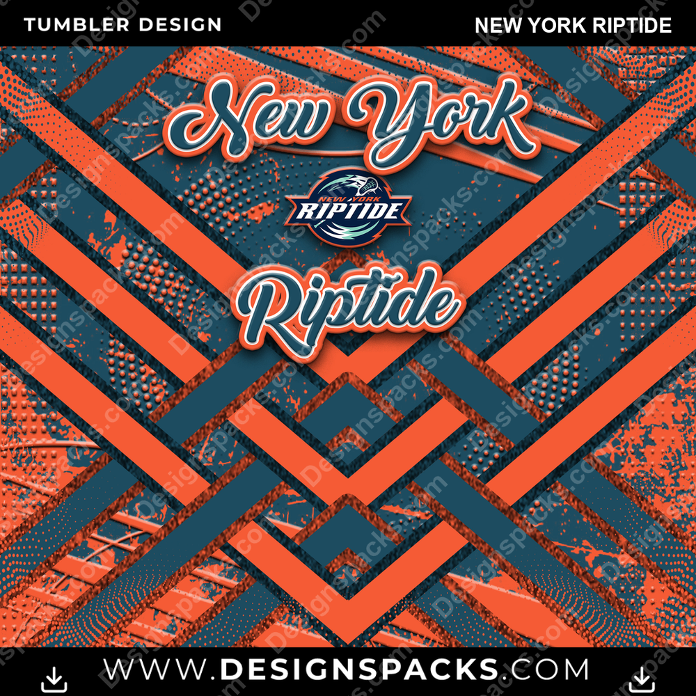 Lacrosse Glitter Stripe New York Riptide Tumbler Digital Wrap Design