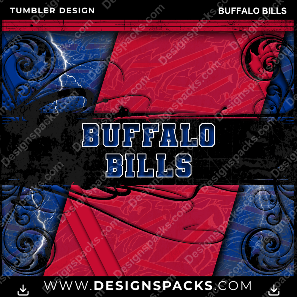 Football Elegant Buffalo Bills NFL Football Tumbler Digital Wrap Design Download