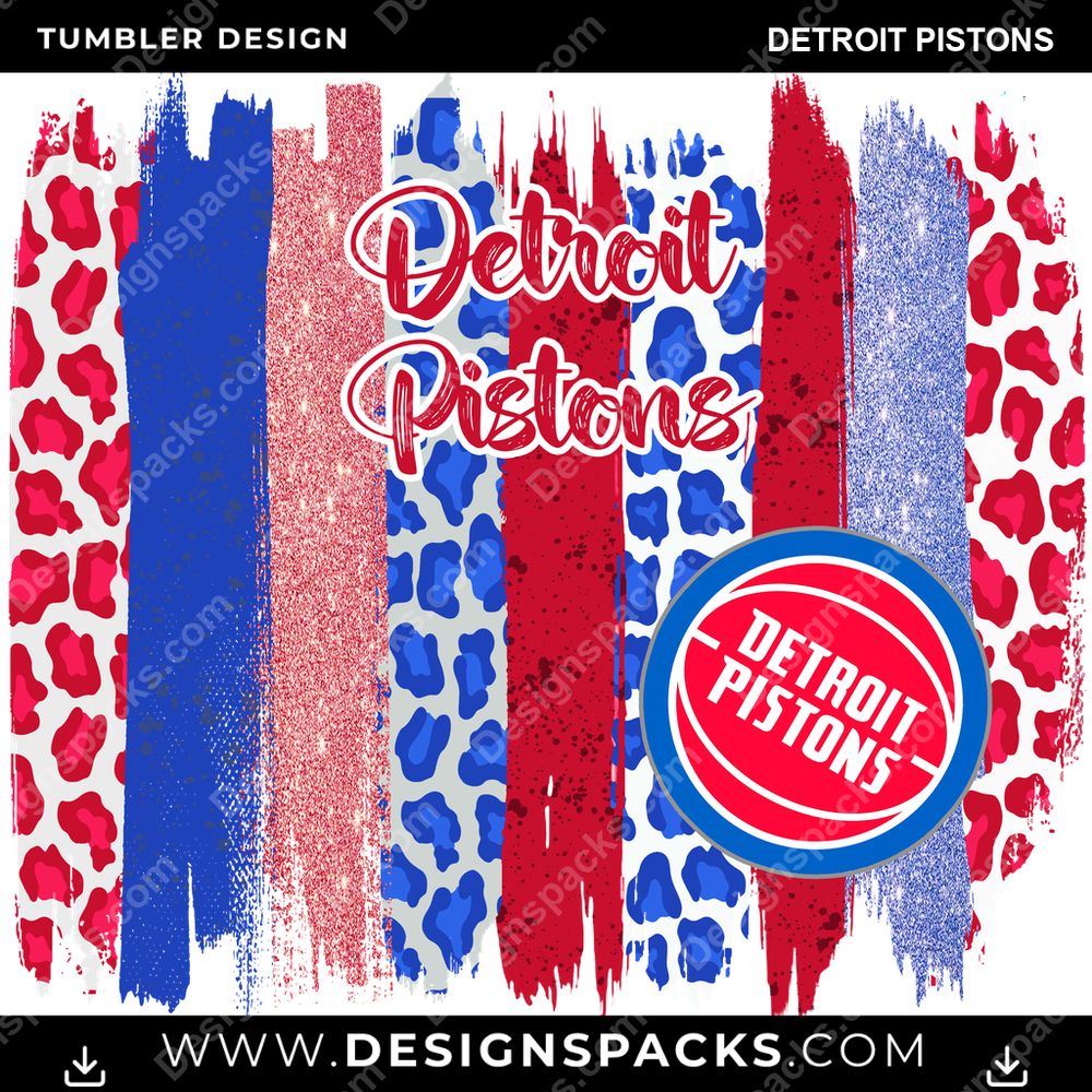 Basketball Brush Strokes Detroit Pistons NBA Basketball Tumbler Digital Wrap Design Download