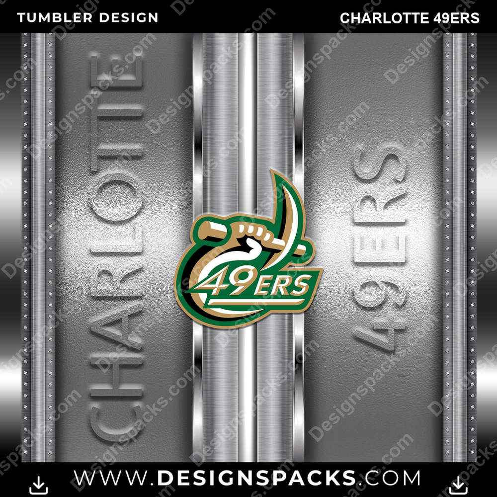 College Sport Metallic Charlotte 49ers NCAA College Sport Tumbler Digital Wrap Design Download