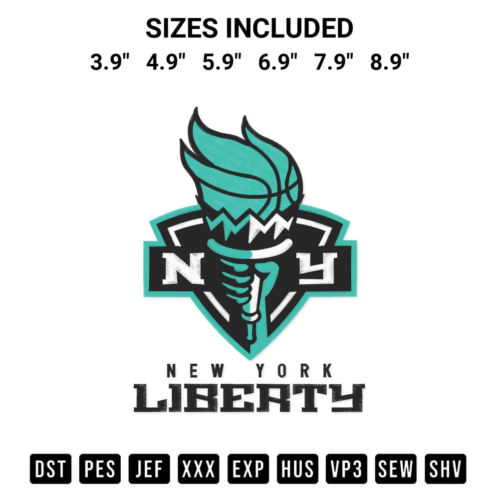 Elevate your next project with our New York Liberty Wnba Embroidery Design embroidery file. Shop high-quality digital patterns instantly at Designspacks.com. Available sizes: 3.9", 4.9", 5.9", 6.9", 7.9", 8.9".