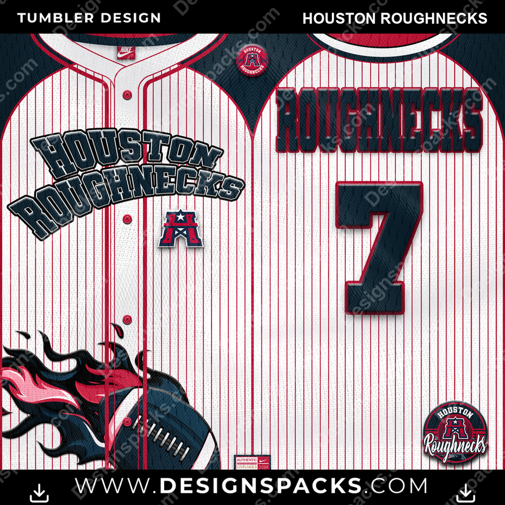 Canada Football Team Button-Up Jersey Houston Roughnecks CFL Canada Tumbler Digital Wrap Design Download