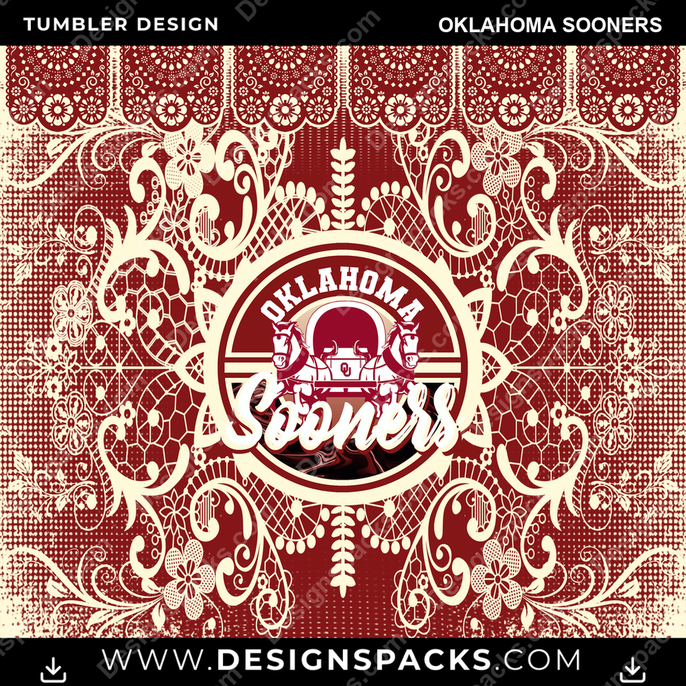 College Sport Lace & Logo Oklahoma Sooners NCAA College Sport Tumbler Digital Wrap Design Download