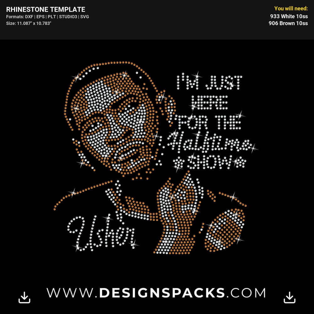 Just Here Halftime Show Usher Rhinestone Digital Template