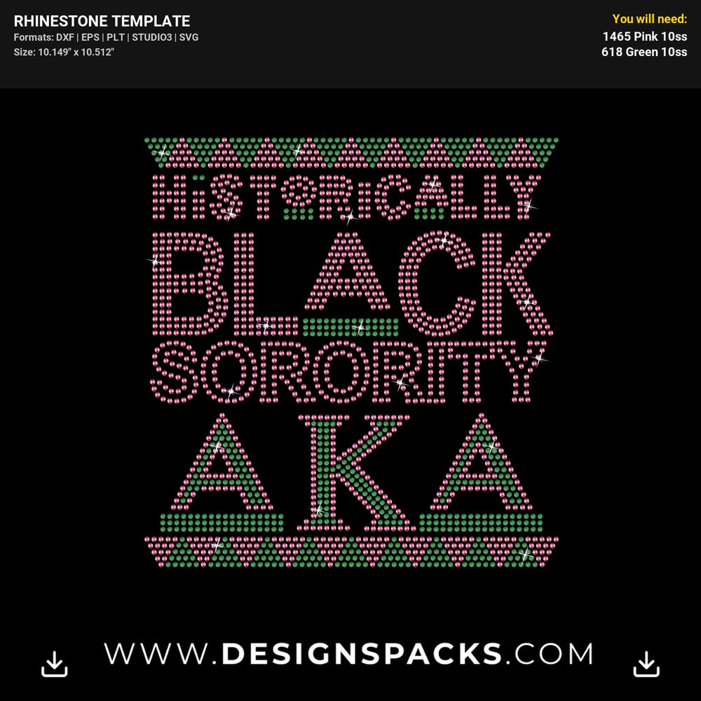 Historically Black Sorority Aka Rhinestone Digital Template