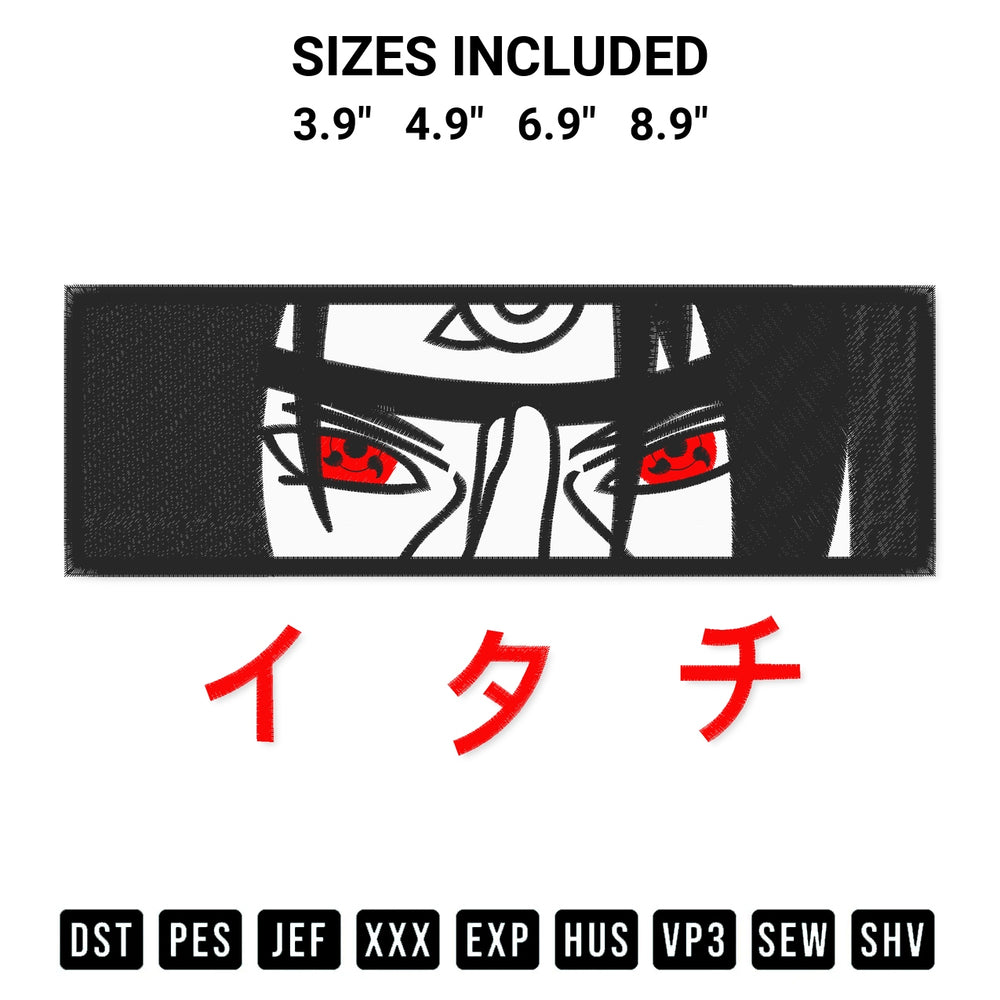 Create amazing crafts with the Itachi Uchiha Sharingan Embroidery Design embroidery file. High-quality digital download from Designspacks.com, perfect for beginners and pros. Available sizes: 3.9", 4.9", 6.9", 8.9".