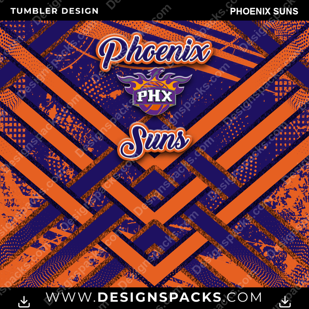 Basketball Glitter Stripe Phoenix Suns Tumbler Digital Wrap Design