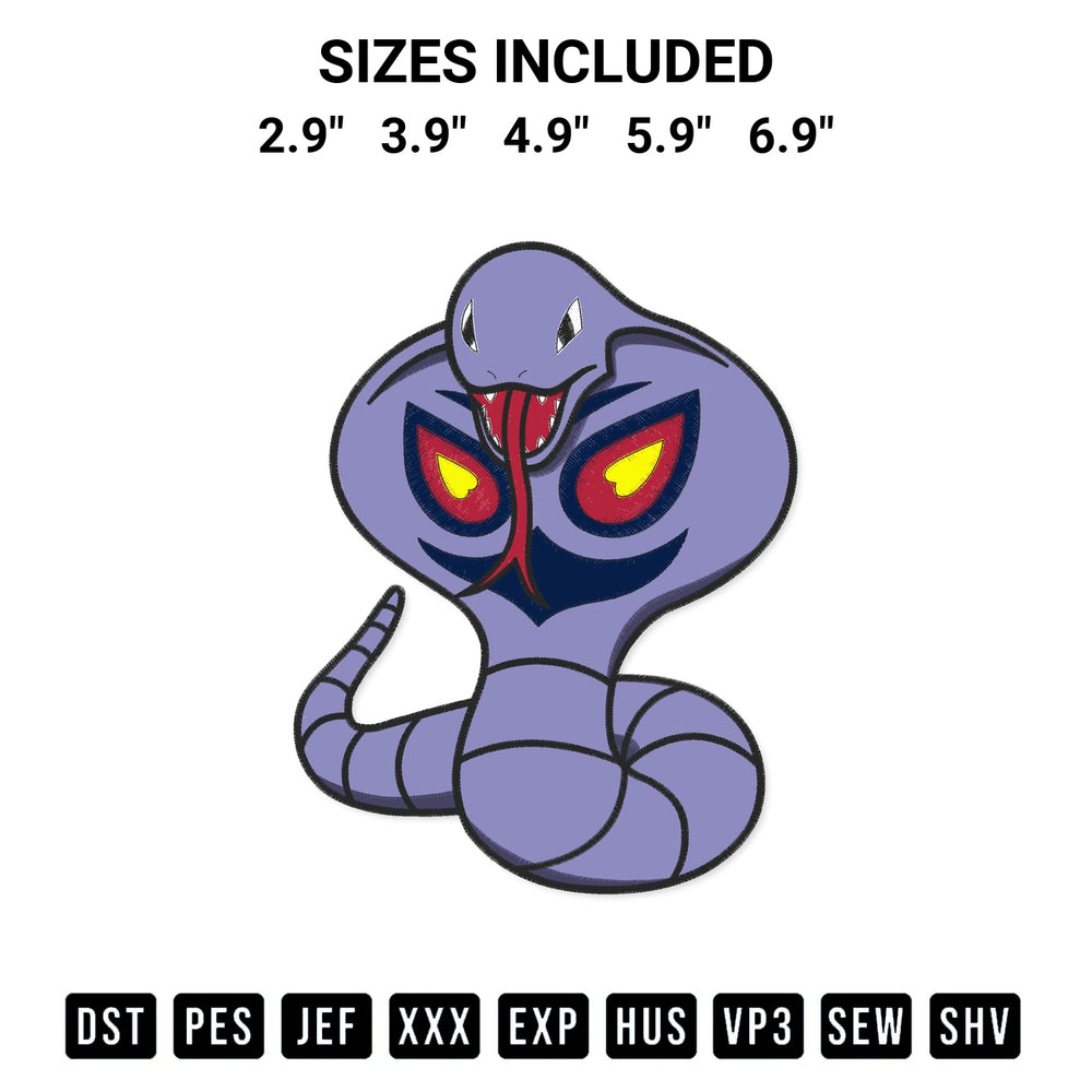 Get the Arbok Pokemon Embroidery Design embroidery design for your custom crafts! Premium digitized files available for instant download at Designspacks.com. Available sizes: 2.9", 3.9", 4.9", 5.9", 6.9".