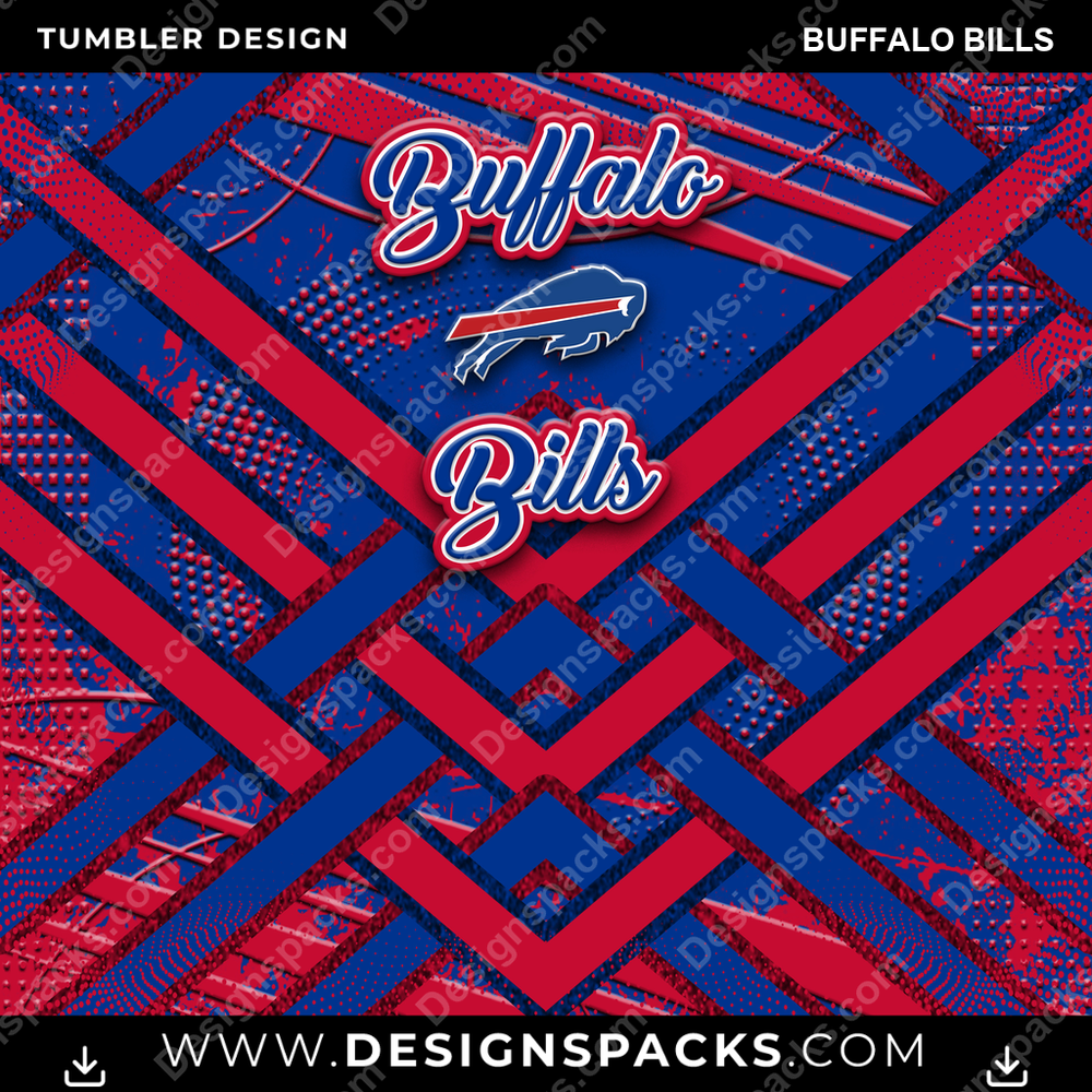 Football Glitter Stripe Buffalo Bills NFL Football Tumbler Digital Wrap Design Download