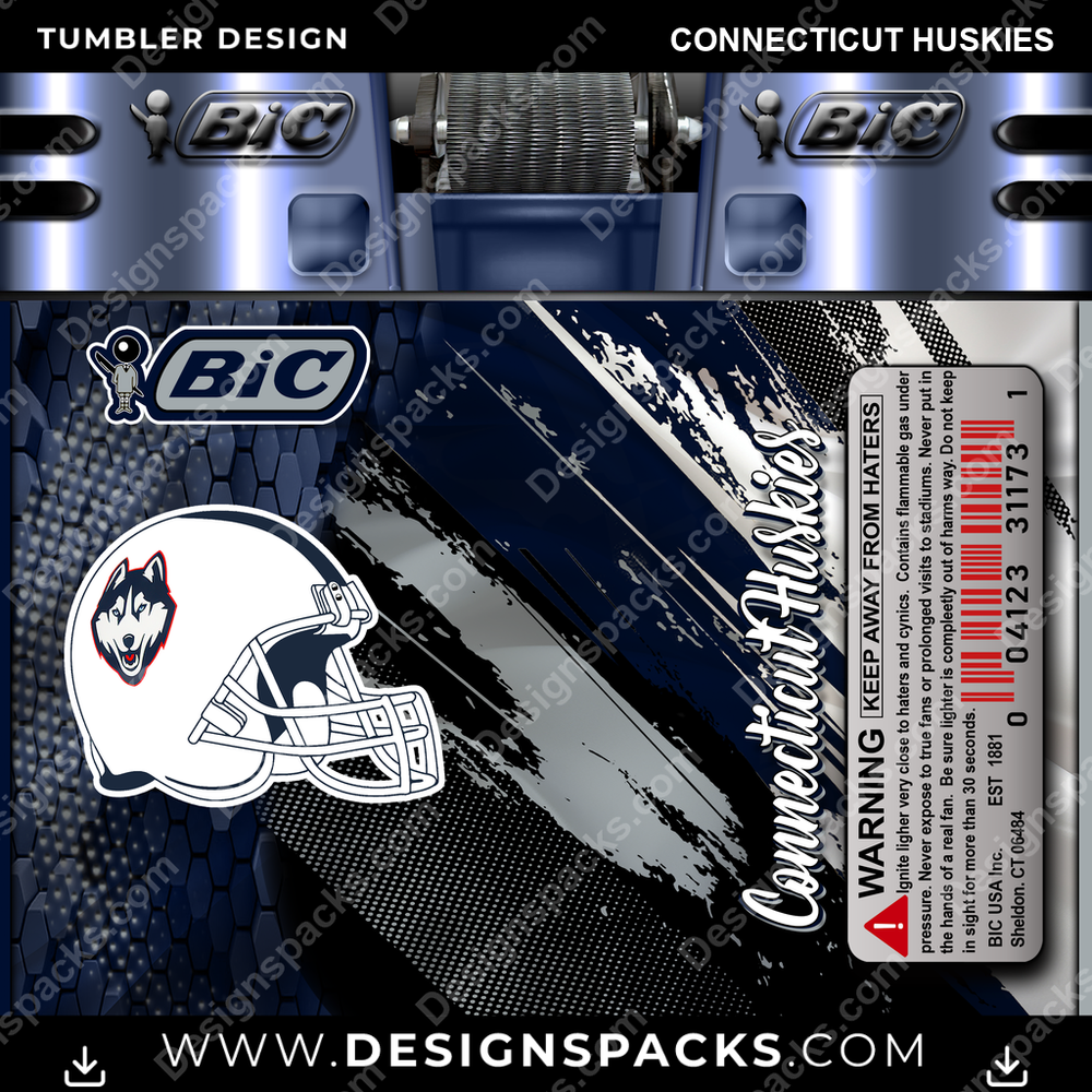 College Sport BIC Lighter Connecticut Huskies Tumbler Digital Wrap Design