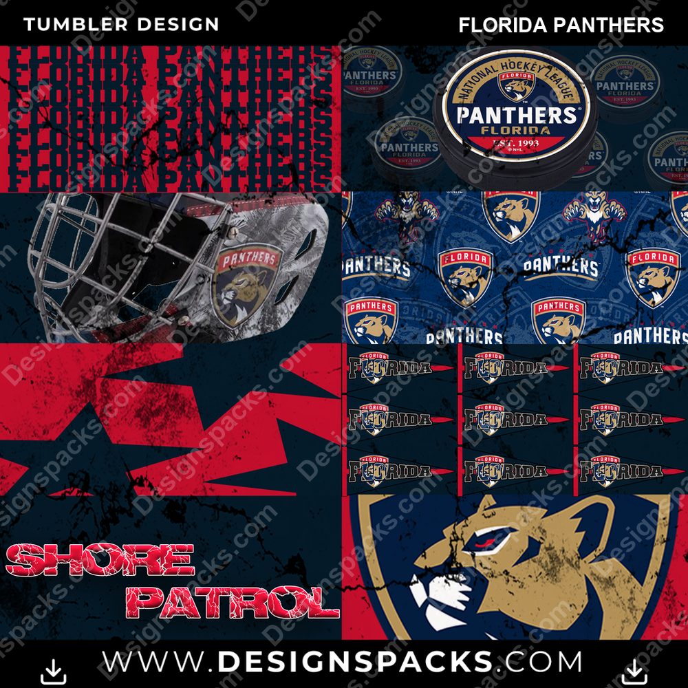 Hockey Distressed BG Florida Panthers Tumbler Digital Wrap Design