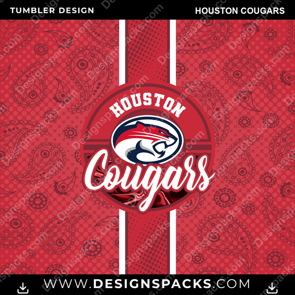 College Sport Handkerchief Houston Cougars NCAA College Sport Tumbler Digital Wrap Design Download
