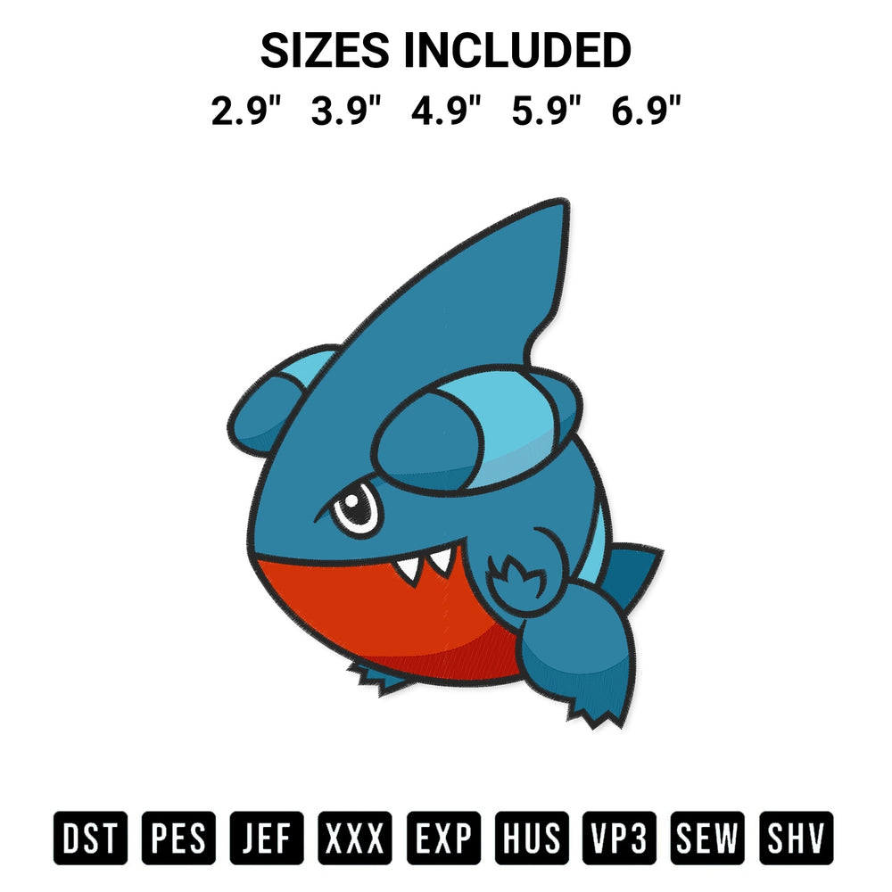 Elevate your next project with our Gible Pokemon Embroidery Design embroidery file. Shop high-quality digital patterns instantly at Designspacks.com. Available sizes: 2.9", 3.9", 4.9", 5.9", 6.9".