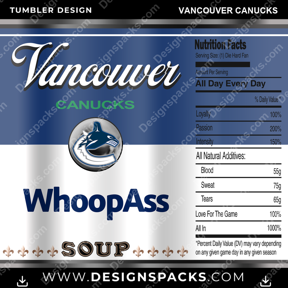 Ice Hockey Soup Can Vancouver Canucks NHL Hockey Tumbler Digital Wrap Design Download