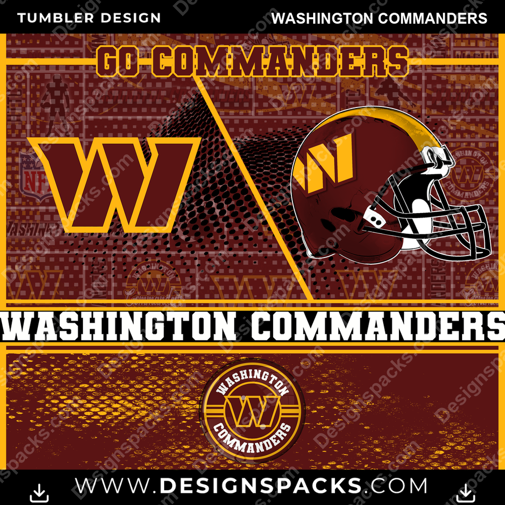 Football Sports Washington Commanders Tumbler Digital Wrap Design
