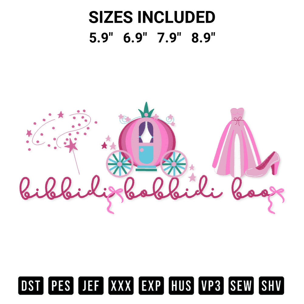 Looking for the perfect pattern? Download the Bibbidi Bobbidi Boo Embroidery Design embroidery design today at Designspacks.com. Crisp, clean stitching guaranteed. Available sizes: 5.9", 6.9", 7.9", 8.9".