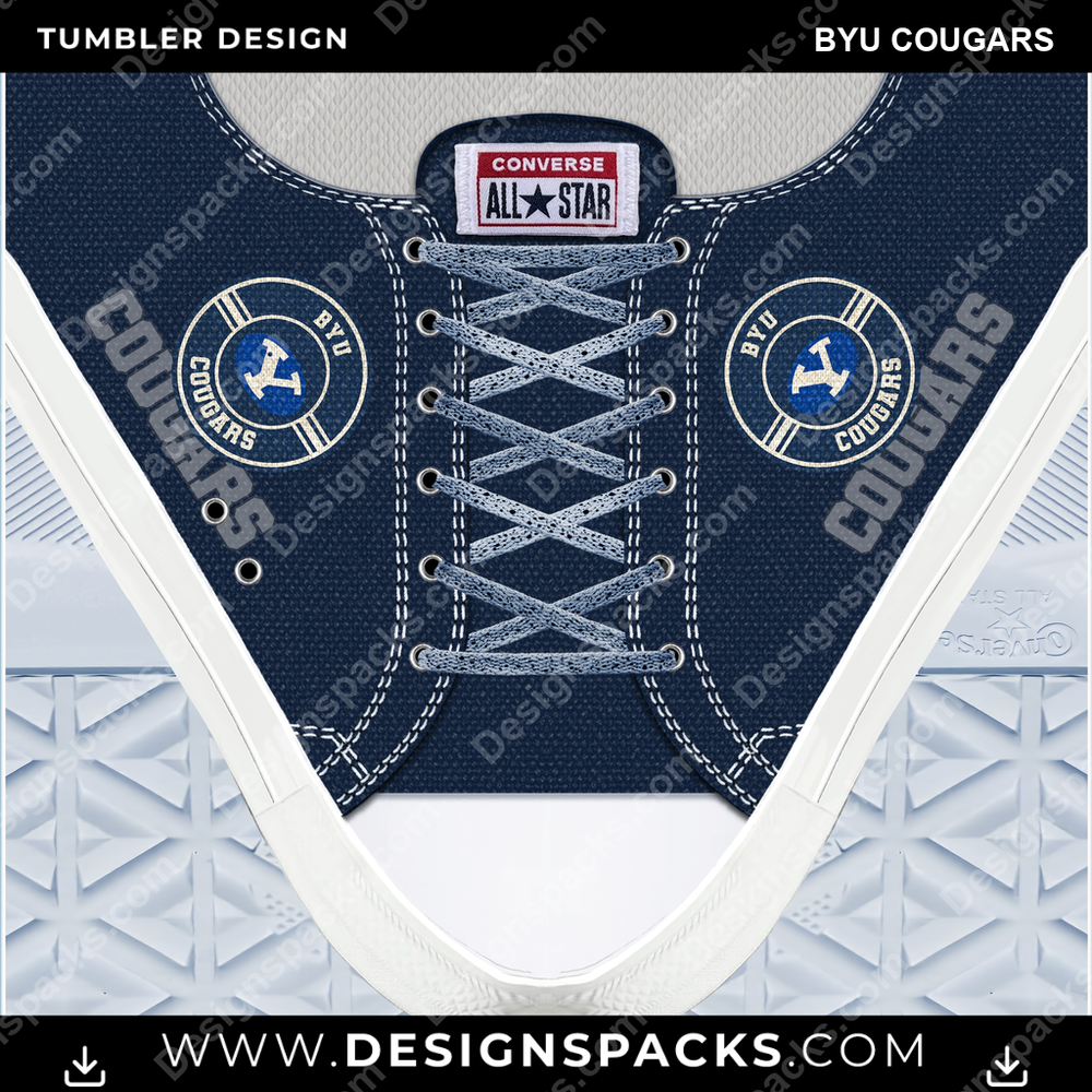 College Sport Converse BYU Cougars Tumbler Digital Wrap Design