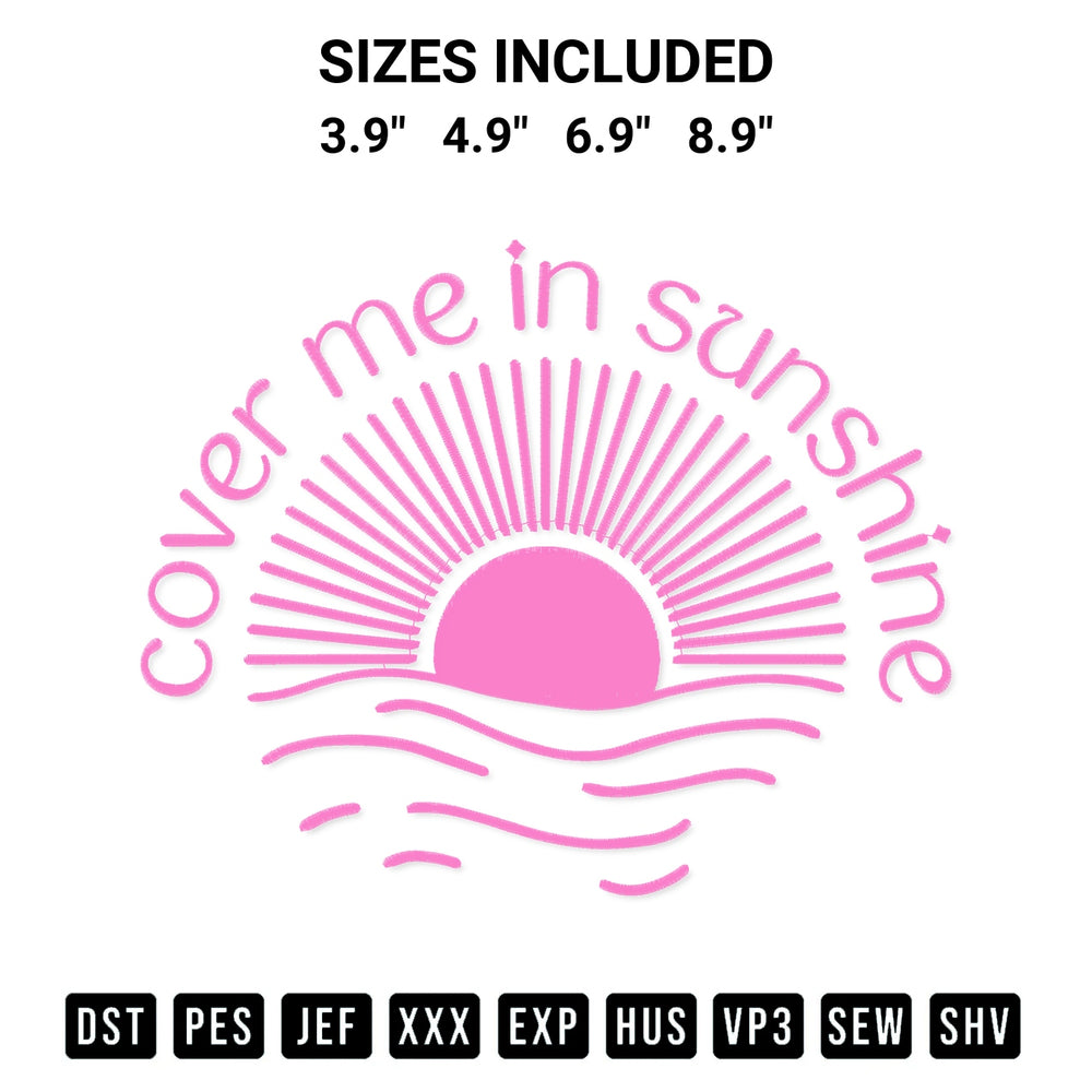 Download the Pink Singer Cover Me In Sunshine Embroidery Design machine embroidery design exclusively at Designspacks.com. Premium digitized pattern for apparel and DIY crafts. Available sizes: 3.9", 4.9", 6.9", 8.9".