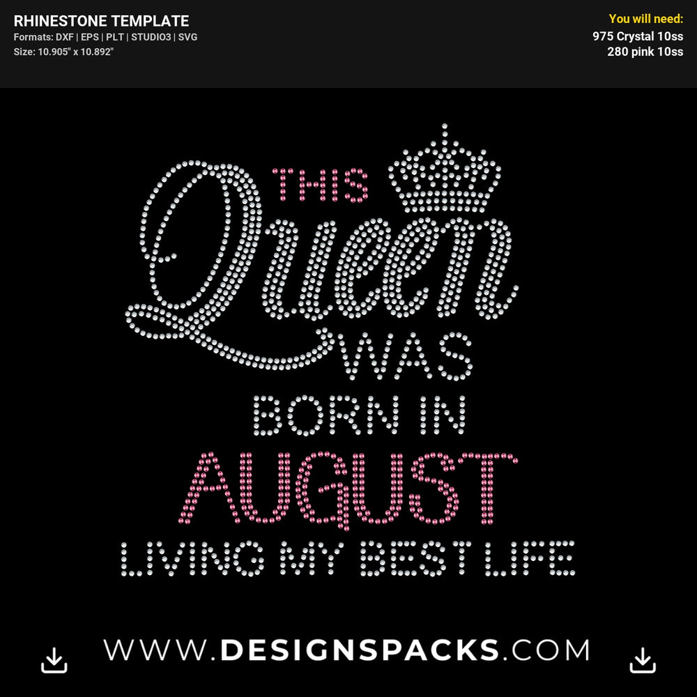 This Queen Was Born On Rhinestone Digital Template