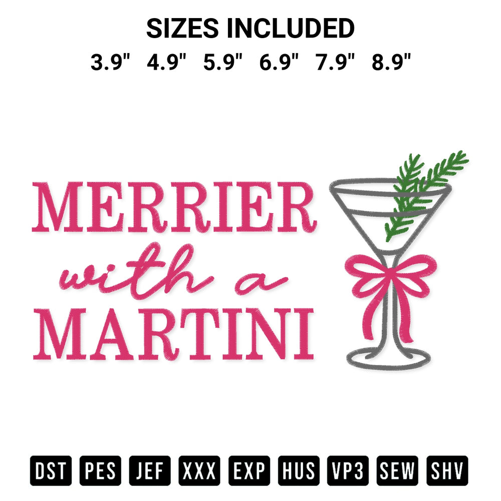 Elevate your next project with our Merrier With A Martini Embroidery Design embroidery file. Shop high-quality digital patterns instantly at Designspacks.com. Available sizes: 3.9", 4.9", 5.9", 6.9", 7.9", 8.9".