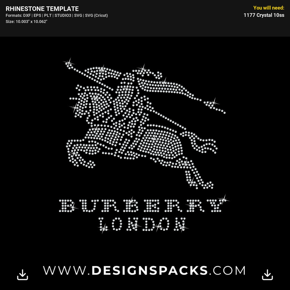 Burberry Londo Rhinestone Digital Template