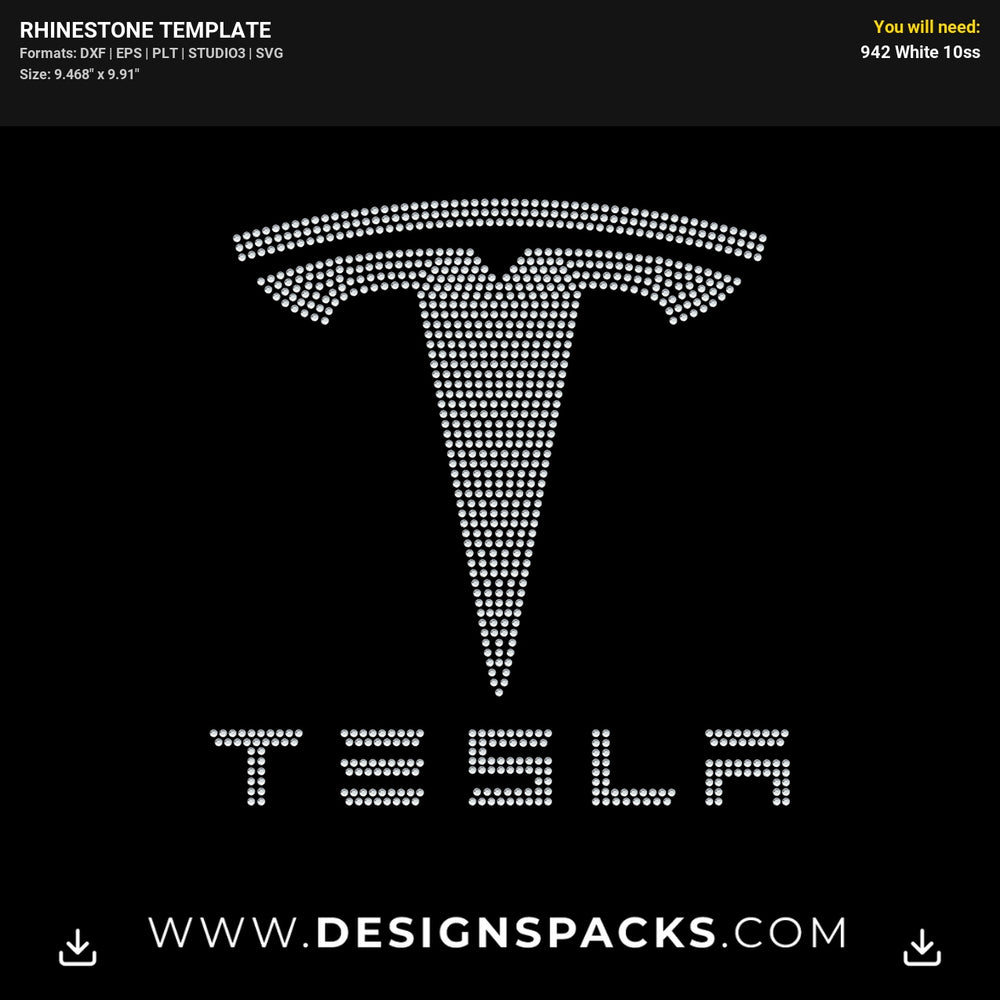 Tesla Logo1 Rhinestone Digital Template