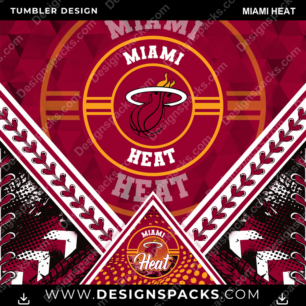 Basketball Diamond Miami Heat Tumbler Digital Wrap Design