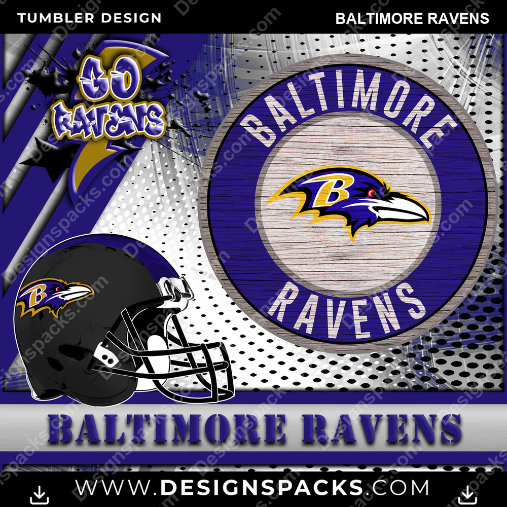 Football Go Team Baltimore Ravens Tumbler Digital Wrap Design