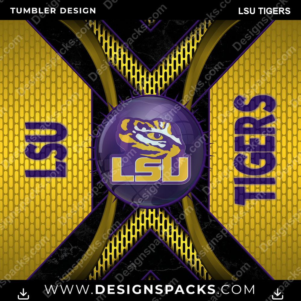 College Sport Metal Grating LSU Tigers NCAA College Sport Tumbler Digital Wrap Design Download