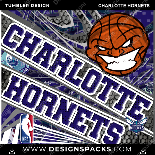 Basketball Angry Sports Charlotte Hornets NBA Basketball Tumbler Digital Wrap Design Download